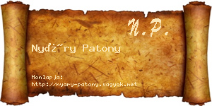 Nyáry Patony névjegykártya